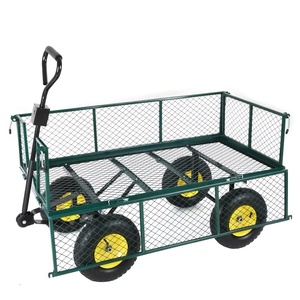 Chariot de jardin robuste en acier inoxydable QD à quatre roues, structure en maille personnalisable OEM pour extérieur, outils en gros TC4025 - Product Image 3