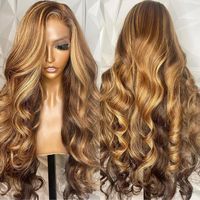 Body Wave 13x4 Ombre Highlight Lace Frontal pelucas Glueless Hd transparente mezclas de colores pelucas de cabello humano brasileño para mujeres negras