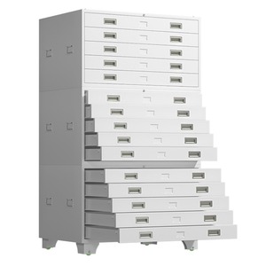 Armoire de rangement moderne A1 en métal pour cartes, 15 tiroirs, grandes roues d'organisation de dessin en papier pour bureau à domicile, sous-sol, hôpital - Product Image 1