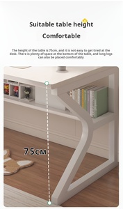 Bàn máy tính Màu Trắng tối giản hiện đại với lưu trữ, bàn văn phòng nhỏ, bàn học - Product Image 5