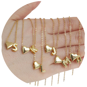 NM1341 18K chapado en oro 3D Puffy Puff monograma inicial encanto cadena Collar <span class=keywords><strong>para</strong></span> mujer moda globo relajado regalo Cristiano - Product Image 1