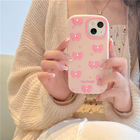 Coque de téléphone portable pour iPhone 15 Plus 16 Pro, fabriquée par BAILI, avec un joli nœud en perles roses, en silicone 3D stéréoscopique, anti-chute