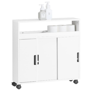 Mueble de Baño en Oferta, Gabinete de Almacenamiento de Madera Blanca con Ruedas, Organizador de Artículos de Estilo Nórdico, Portarrollos de Papel para Cocina - Product Image 2
