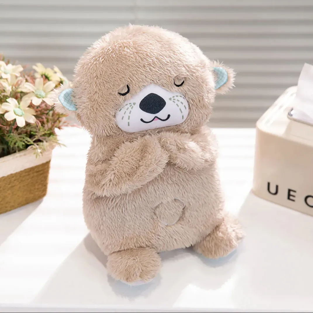 In Stock breathing teddy bear super soft multi colors sleeping otter plush otter toy 30cm breathing otter for children