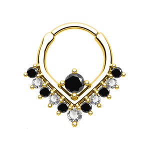 Gioielli per Piercing all'Ingrosso, Anello Segmentato a Cerniera in Titanio ASTM F136 con Zirconi, per Conchiglia, Elica, Orecchio e Naso - Product Image 1