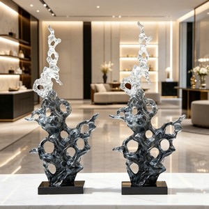 P013 Résine époxy transparente haute pureté pour statues, forme d'anneau <span class=keywords><strong>Aqua</strong></span> torsadé, style Liuli, décoration pour salle de conférence et salle d'exposition commerciale - Product Image 2