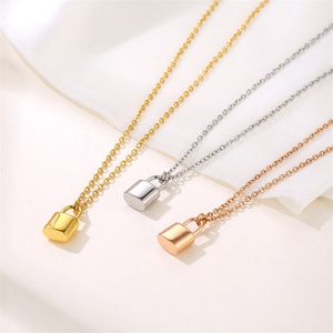 Wholesale Custom Stainless Steel Personalized Jewelry Necklace Charm Blank <b>Padlock</b> Pendant Necklaces for Anniversary Gift - Product Image 4
