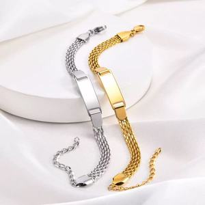 All'ingrosso braccialetto di moda semplice personalizzato inciso in oro placcato in acciaio inossidabile in bianco braccialetti di fascino per le donne alla moda regalo - Product Image 6
