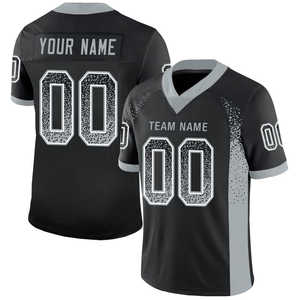 Custom <b>Black</b> Gold-<b>White</b> Classic Style Mesh Authentic <b>Football</b> Jersey - Product Image 1