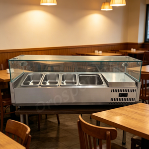 Tavolo Refrigerato per Insalate da 1,2m, Banco Frigo per Insalate, Espositore per Insalate in Acciaio Inox, Tavolo Preparazione Pizza con Raffreddamento Diretto - Product Image 5