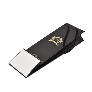 Sac cadeau de luxe pour vin imprimé sur mesure avec poignée, estampage à chaud doré, impression UV, papier kraft recyclé pour bouteille unique - Product Image 2