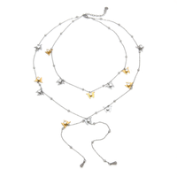 E695-N320-0200G SmileJoyas Collares de Mujer Modernos Chapados en Oro con Circonitas, Cadena de Serpiente y Forma de Estrella en Capas para Fiesta