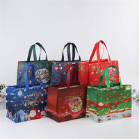 Sac en non-tissé imprimé Père Noël et bonhomme de neige, réutilisable, pliable, pour courses et emballage cadeau, avec logo personnalisé, Joyeux Noël