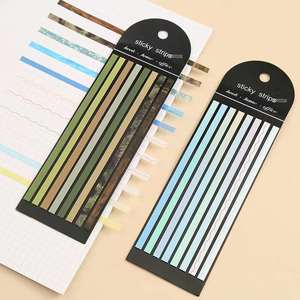2packs <b>Sticky</b> <b>Notes</b> Extra Long Slim Colorful Fluorescent <b>Note</b> Stickers Ins Style Morandi Semi-Transparent PET Index School - Product Image 6