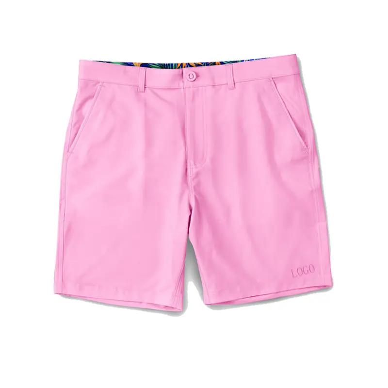 Personalizado umidade-wicking 92% poliéster 8% elastano golfe verão shorts peso leve respirável ginásio shorts para homens