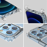 Étui de téléphone portable transparent antichoc avec support et sangle de suspension pour iPhone 15 16 17 18 Samsung S24 S25 S26 A52 A53