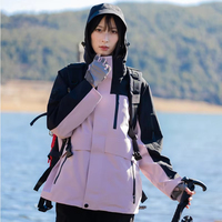 Veste imperméable à manches longues respirante coupe-vent pour femme en polyester personnalisée pour la randonnée en plein air avec fermeture éclair