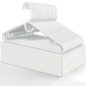 Сверхпрочные белые пластиковые вешалки для одежды оптом Нескользящие пластиковые вешалки для шкафа - Product Image 1