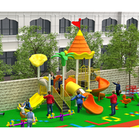 Aire de jeux extérieure avec toboggan en plastique et balançoire en Chine fournisseur