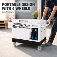 Générateur diesel super silencieux de 6500 W avec réservoir de carburant de 16 L, roulement NSK, groupe électrogène robuste pour projets en extérieur