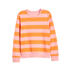 Customizable Printed Acid Wash <b>Stripe</b> Graphic Women's Crewneck Long Sleeve Colorblock Sport Sweatshirt - Product Image 1
