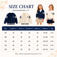 Kinder Frühling Herbst Strickjacke V-Ausschnitt Bestickte Preppy-Strickjacke Langarm Lässiger Schulstil Oberteil