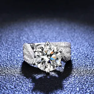 Anel de prata esterlina 925, joias finas da moda 5ct, mulheres diamante moissanite anéis
