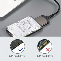 Adaptador de disco duro USB a de 3,0 a 2,5 pulgadas SATA III, carcasa de aluminio, cable de nailon, convertidor externo para SSD, HDD, transferencia de datos, gris