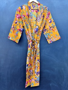 Vestido Largo de Algodón con Estampado de Pájaros Amarillos, Cuello en V, Manga Corta, Ecológico, Talla Grande, Ropa para Mujer, Regalo de Navidad - Product Image 6
