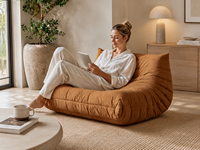 Rahmenloses Bodensofa Niedriges Ergonomisches Togo-Stil Lounge-Sessel Gepolstertes Weiches Stoffsofa für Schlafzimmer Leseecke Zuhause