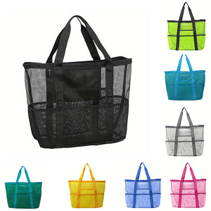 Hot bán cá tính mùa hè biểu tượng tùy chỉnh lớn trống công suất lớn lưới <span class=keywords><strong>Tote</strong></span> Túi bãi biển với túi - Product Image 2