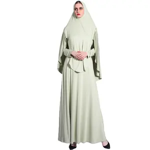 Malaysia kebaya pray dress crinkle hijab muslim long robe