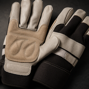 Guantes de Mecánico, Palma de Piel de Cabra, Dorso de Spandex, Doble Palma Reforzada, Muñequera de Velcro, Guantes de Seguridad para Trabajo Industrial OEM - Product Image 4