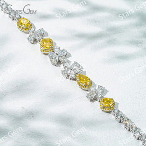 Bracelet tendance en or blanc massif 18 carats avec diamant de laboratoire de forme fantaisie en forme de coussin, bijoux fins unisexes - Product Image 3