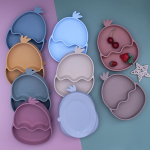 Ensemble d'assiettes amusantes en silicone de qualité alimentaire 100 % sans BPA pour nouveau-nés, cadeau idéal pour bébé, vente en gros - Product Image 1