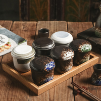 Bol à soupe miso et œuf cuit à la vapeur en céramique de style japonais avec couvercle, vaisselle pour restaurant et maison