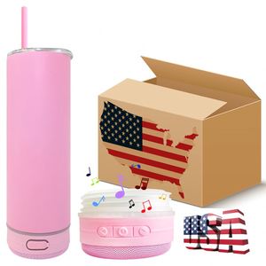 Custom Logo 25 Packs Matt Macaron Blank Sublimation 20Oz <b>Music</b> Speaker Tumbler With Lids Uv Dtf Wraps for Laser Engrave - Product Image 2