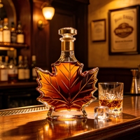 Bouteille de vin en verre vide de luxe personnalisée de 50 ml, 100 ml, 250 ml, en forme de feuille d'érable, avec design sculpté