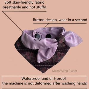Bavoir élégant de style coréen pour chien au début de l'automne Bavoir mignon pour chat Bavoir en polyester violet Accessoire écharpe en forme de triangle pour animaux de compagnie - Product Image 6