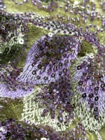 Tissu de Luxe en Dentelle Brodé Plat Plumes de Paon Exquises avec Perles Tubulaires pour Robe de Soirée Sirène 2026
