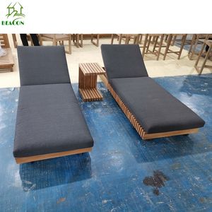 Chaise longue en teck meubles de patio chaise longue de plage lit lounge mobilier d'extérieur lit de bronzage en bois chaises longues de luxe - Product Image 4