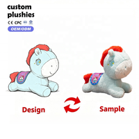 Peluche cheval bleu clair mignon, jouet en peluche moelleux, poupée en peluche de dessin animé, coussin de sommeil doux pour enfants, cadeau d'anniversaire ou de fêtes