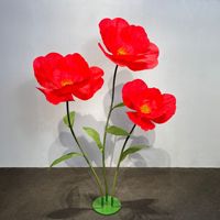 Rangkaian Bunga Poppy Sutra Tipis untuk Latar Belakang Fotografi Pernikahan, Adegan Romantis, Hiasan Bergaya
