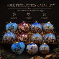 Ornement en verre inversé peint à la main de qualité supérieure, boule de Noël personnalisée faite à la main avec boîte cadeau pour la vente en gros
