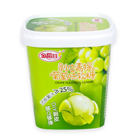 Emballage en baril personnalisé de 110g pour collation, bonbons gommeux aux saveurs fruitées de fudge aux raisins verts pelés