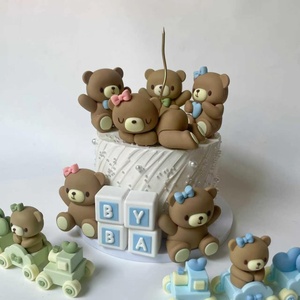 Decorazioni per <span class=keywords><strong>torta</strong></span> Mini <span class=keywords><strong>orsetto</strong></span> blu rosa Toppers per Baby Girl Baby Shower festa di compleanno decorazioni - Product Image 2