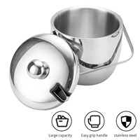 Seau à glace en acier inoxydable 1.3, 3l, Double paroi, isolé, avec cartouches et couvercle, usine, 18/8