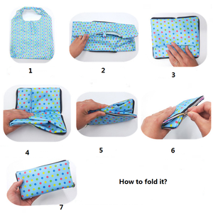 Bolsa de compras plegable de poliéster resistente al agua con estampado personalizado de fábrica de Vietnam, bolsa de compras plegable de nailon con dibujos animados - Product Image 4