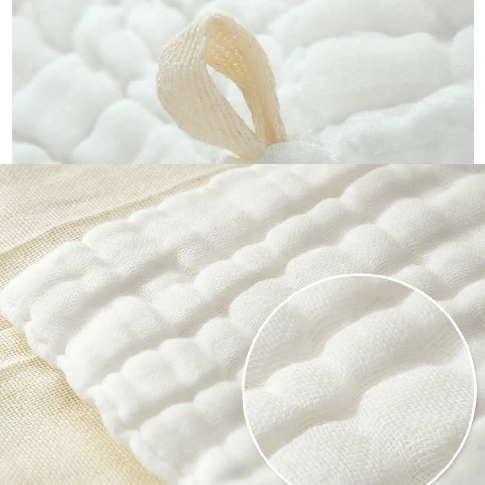 100% कॉटन बेबी मलमल वॉशक्लॉथ सफेद 6-लेयर त्वचा के अनुकूल चौकोर तौलिया