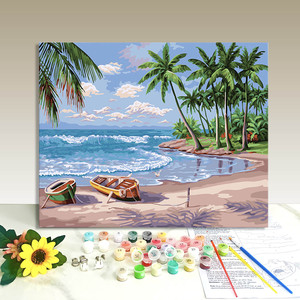2026New Small Picture Diy Numbered <b>Framed</b> sky sea Painting Paint by Numbers Kits <b>for</b> Children Kid - Product Image 1
